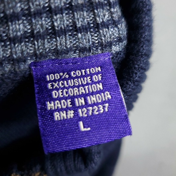 Alan Flusser Blue Check Quarter Zip Pullover Sweater Sweatshirt Adult Size Large - Picture 8 of 9